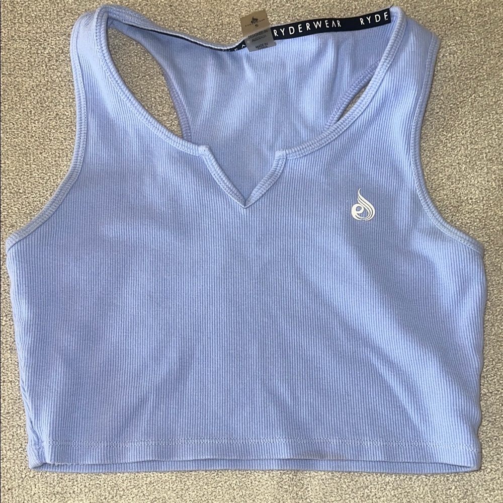 Ryderwear Blue Fitted Crop Tank Top